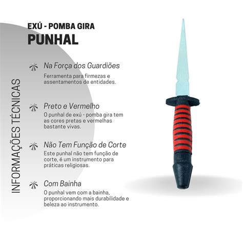 Punhal Ponteira De Exu E Pomba Gira Preto E Vermelho Cm Casa F