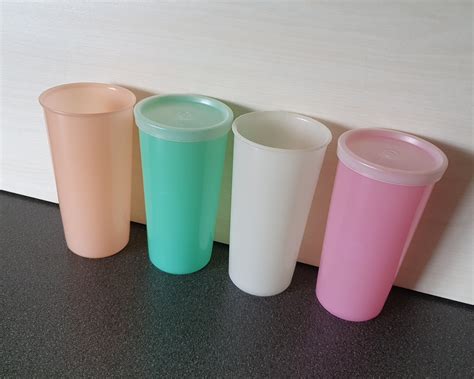 Vintage Sheer Pastel Tupperware Tumblers Set Of Lids Etsy