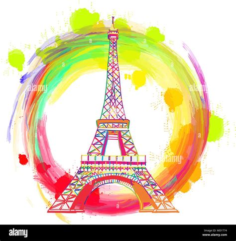 Paris Eiffel Tower Drawing Concept Hand Drawn Skyline Illustration