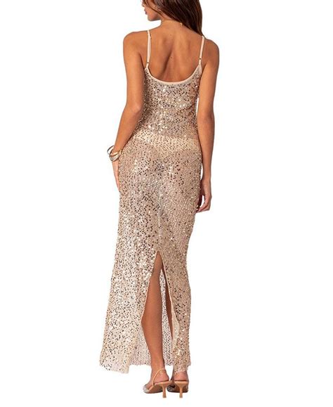 Sequin Sheer Mesh Maxi Dress