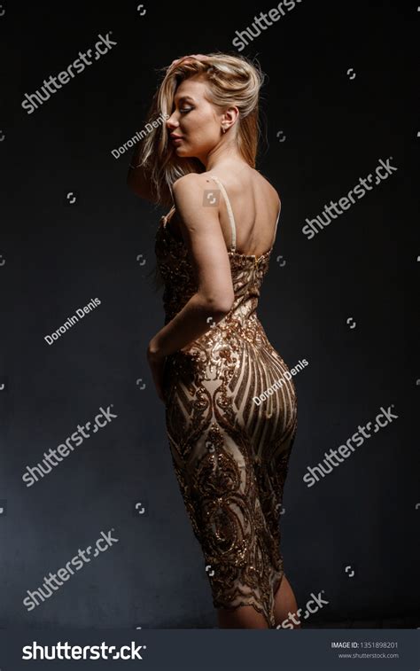 Beautiful Girl Sexy Blonde Dress Posing Stock Photo 1351898201 Shutterstock