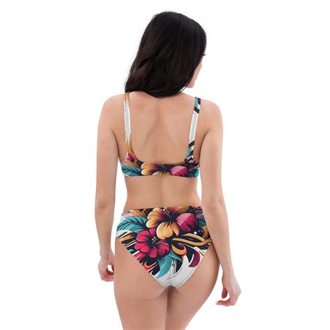 Hibiscus Bikini Flower Swimsuit Set Tropical Bathing Suit Women S High Waisted Floral Colorful