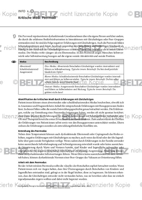 Schematherapie Mit Kindern Und Jugendlichen Kritische Modi Peermodi