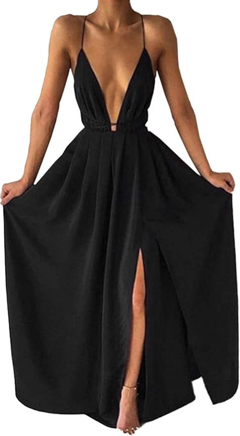 Beautisun Womens Sexy Deep V Neck Maxi Dress High Waist Side Split