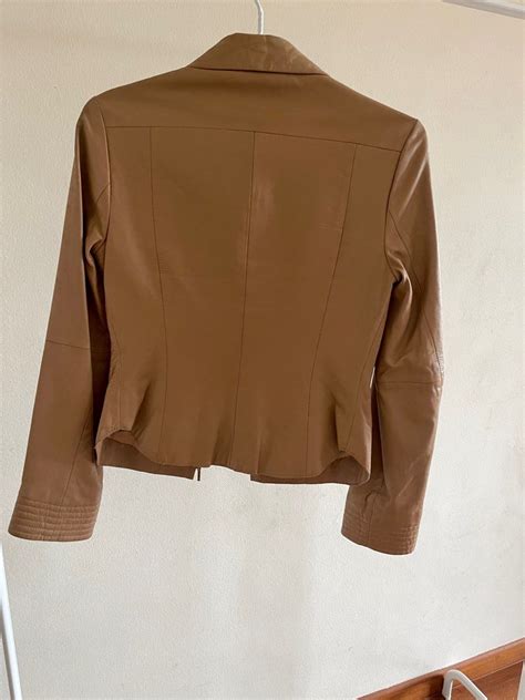Nude Camel Leather Jacket Women S Fashion Coats Jackets And Outerwear On Carousell