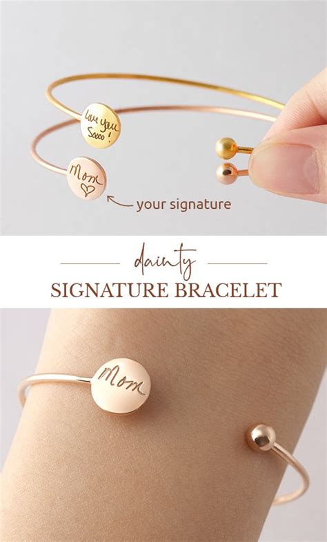 Handwriting Bracelet • Engraved Signature Bracelet • Gold Handwriting