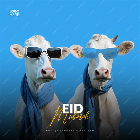 Eid Al Adha Mubarak Islamic Festival Two Cow Social Media Post Banner