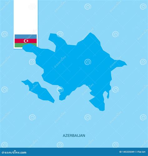 Azerbaijan Country Map With Flag Over Blue Background Stock Vector