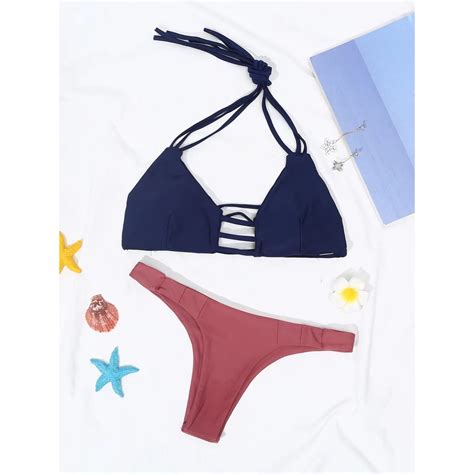 M M Lace Up Bikini Set Sexy Push Up Padded Bra Bandage Swimsuit Lazada PH