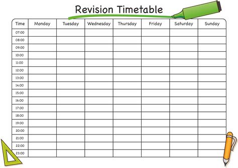 Blank Revision Timetable Template