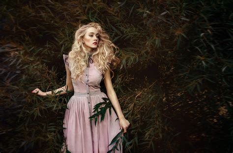 Wallpaper Face Forest Women Model Portrait Blonde Long Hair