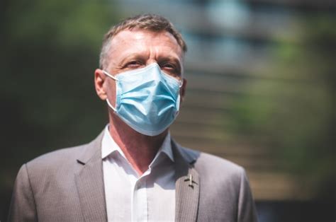 Premium Photo Professional Adult Businessman Wearing Surgical Face