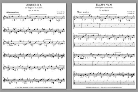 Free Classical Guitar Sheet Music Fernando Sor Op No