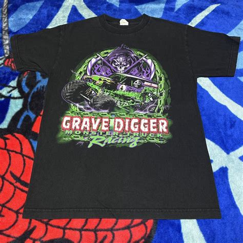 Grave Digger Grim Reaper Monster Truck Racing Black T Gem