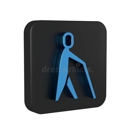 Blue Blind Human Holding Stick Icon Isolated On Transparent Background