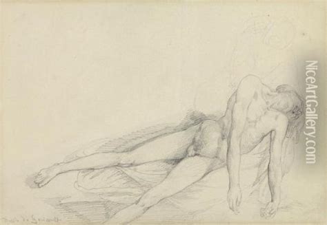 Study Of A Reclining Male Nude Oil Painting Reproduction By Theodore