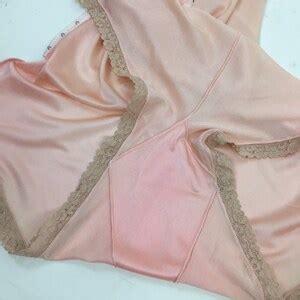 Vintage S Silk Satin Step In Teddy Babydoll Romper S Bias Cut Peach One Piece Lingerie