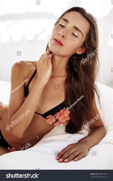 Bikini Model Beautiful Sexy Brunette Girl Stock Photo 698537878 Shutterstock