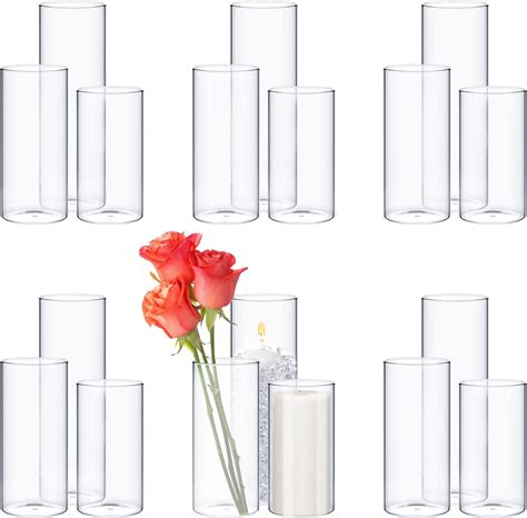 Amazon 48 Pcs Glass Cylinder Vase Bulk Clear Different Sizes