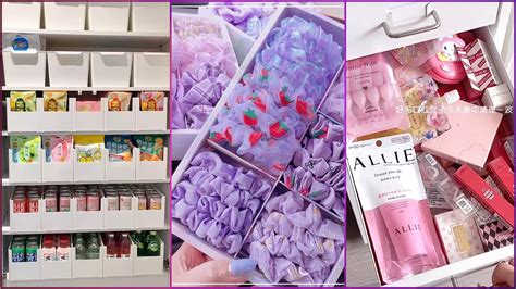 Purple Accessories Organizing Kawaii Snacks Restocking Makeup