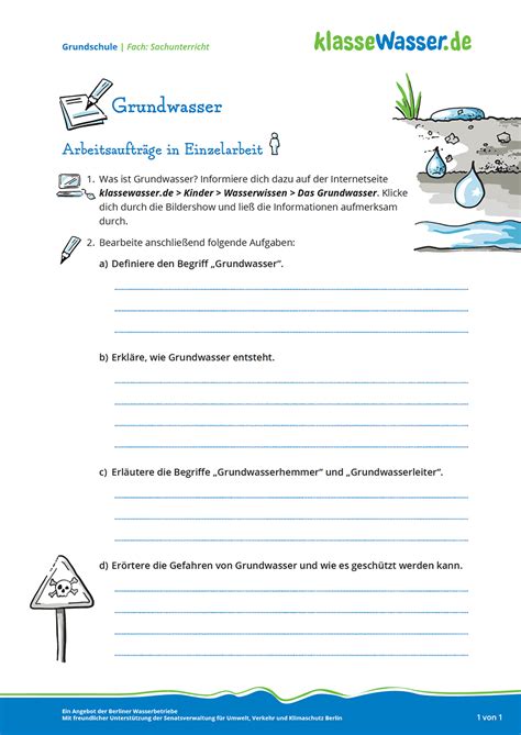 Das Grundwasser Das Blaue Klassenzimmer