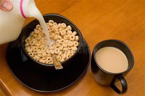 Breakfast Consisting of Cereal with Milk and Coffee with Cream Stock ...