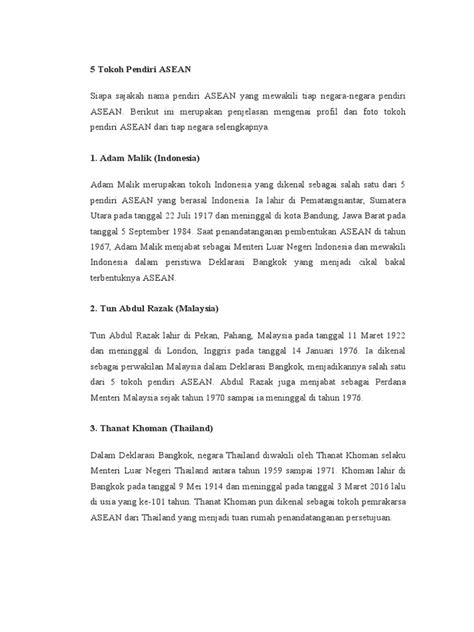 5 Tokoh Pendiri Asean Pdf Perjalanan