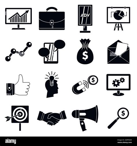 Marketing Items Icons Set Simple Style Stock Vector Image And Art Alamy