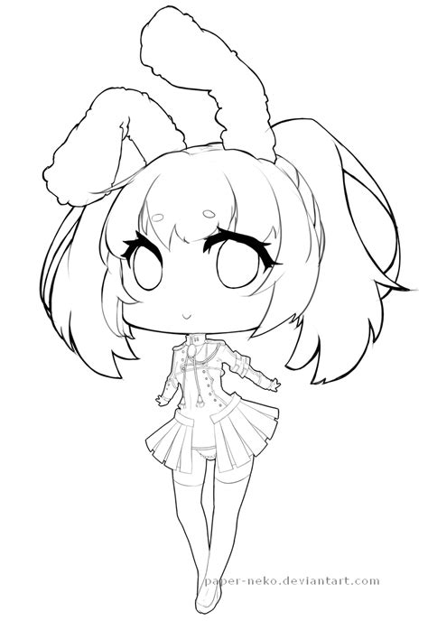 Chibi Lineart By Paper Neko On Deviantart