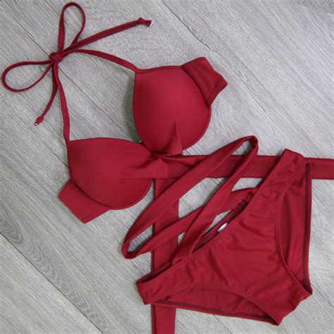 Bandage Criss Cross Push Up Bikini Top Tier Style