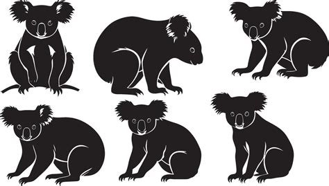 Set Of A Koala Silhouette Vector Illustration 41905952 Vector Art At