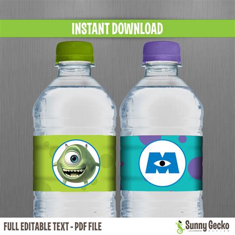 Monsters Inc Birthday Bottle Labels Or Napkin Rings Instant Download