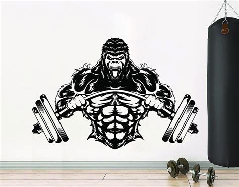 Gym Wall Decal Custom Fitness Decor Workout Art Vinyl Gorilla Etsy