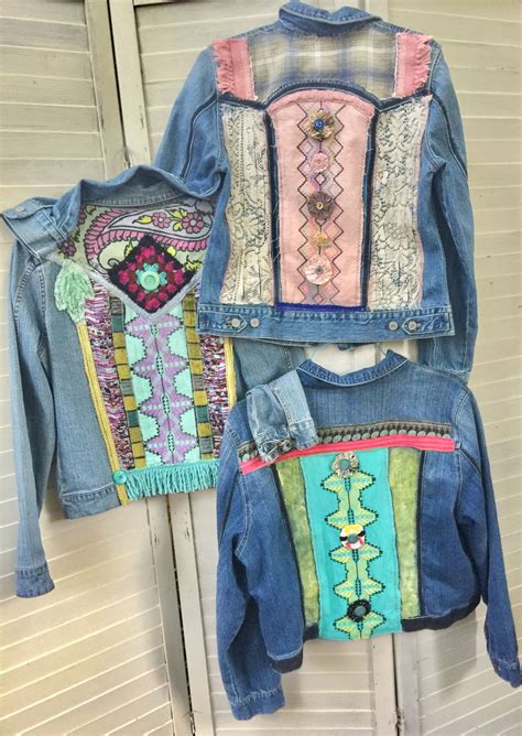 Sew Lace And Interesting Fabrics On A Denim Jacket Upcycled Denim