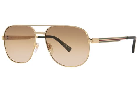 Gucci Gg1223s 001 Sunglasses Men S Gold Brown Gradient Pilot 60 16 145