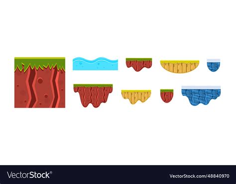 Soil layers and different game platform set Vector Image