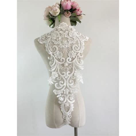 Ivory White Autocollants De Luxe En Dentelle Broderie De Fleurs Au Dos