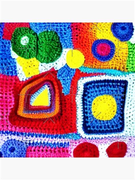 Crocheted Colorful Geometric Shapes Abstraction Handmade Stickerundefined By Natalia Vlad