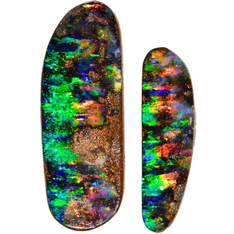 Gem Neon Bright Multi Color Fire Boulder Opal Matching Set Ct