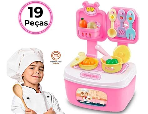 Brinquedo Kit Cozinha Infantil Mini Fogão Bancada C Maleta OMG TOYS