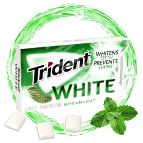 Trident White Spearmint Whitens Teeth Prevents Stains Eua