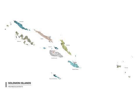 Kepulauan Solomon Higt Peta Terperinci Dengan Subdivisi Peta