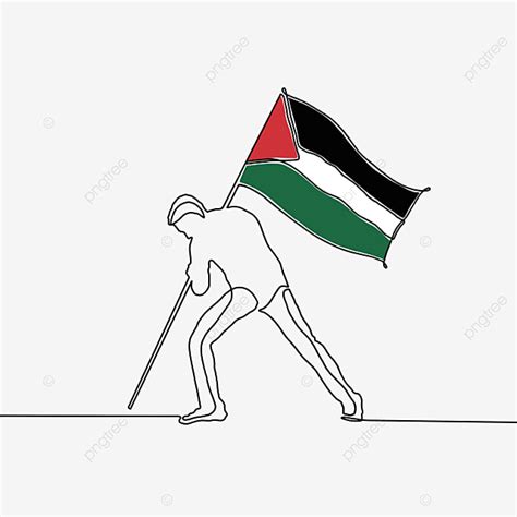 Palestine Flag PNG Picture, Man Holding Palestine Flag One Line Art ...