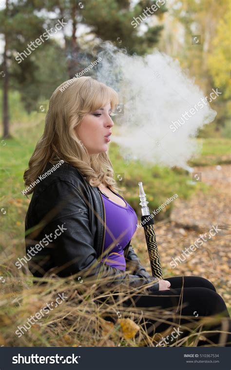 Sexy Blonde Big Breasts Smokes Hookah Stock Photo Shutterstock