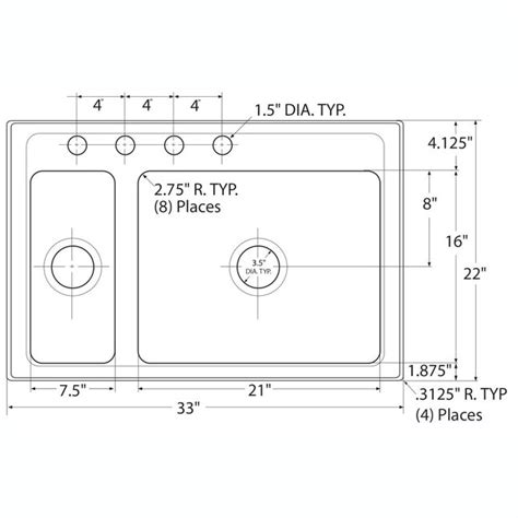 Moen 2000 Drop In 33 In X 22 In Stainless Steel Double Offset Bowl 4 Hole Kitchen Sink At