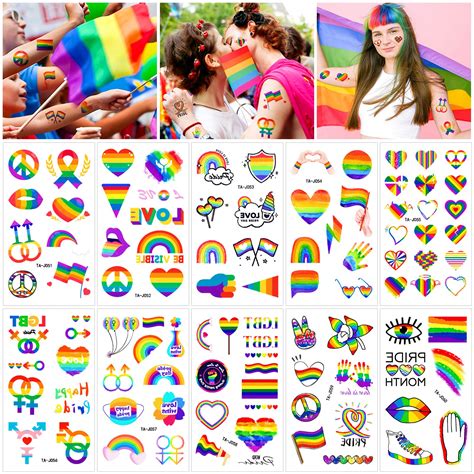 Buy 20 Sheets Pride Tattoos Qpout Pride Face Tattoos Gay Pride