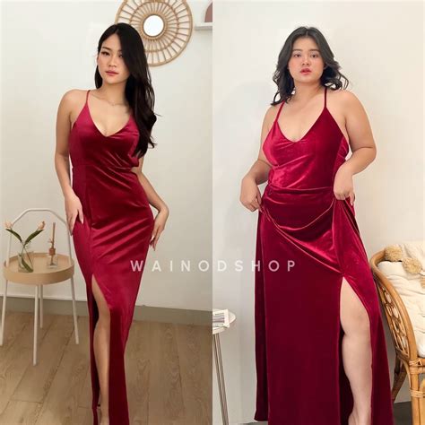 Jual WAINODSHOP MARBELA Sexy Lingerie Midi Dress Bludru Size S 5XL