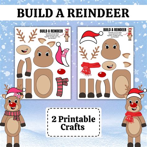 Build A Reindeer Printable Craft Christmas Activity Chistmas Craft