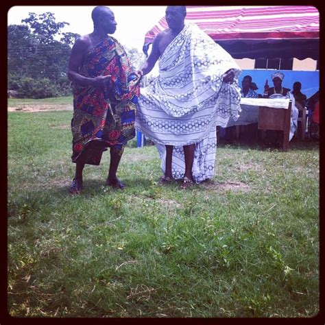 Two elders of Abenta doing agbadza dance during inauguration of girl ...