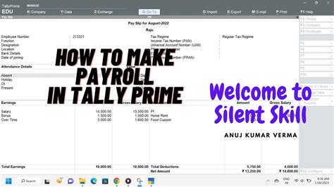 How To Make Payroll In Tally Prime Simple Learning Anuj Kumar Verma